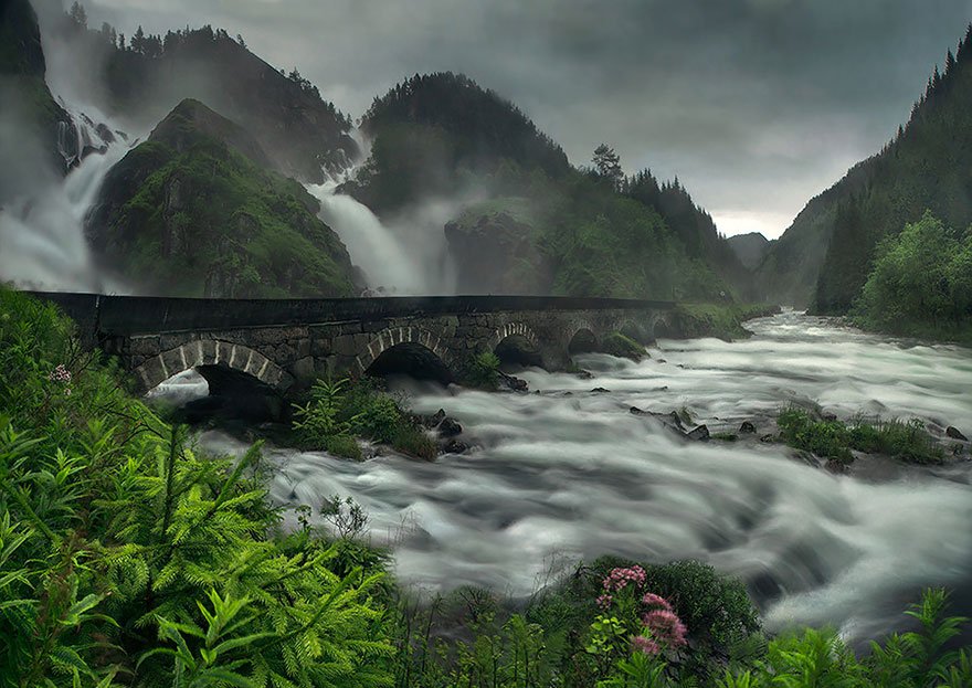 Låtefossen Waterfall, Norway