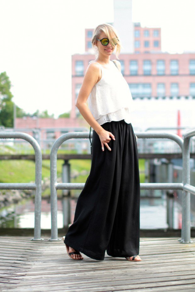 formal palazzo pants outfit