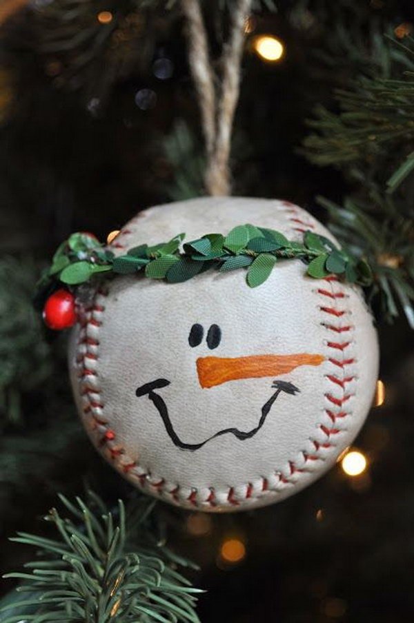 baseball snowman ornament