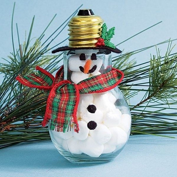 recycled lightbulb snowman craft