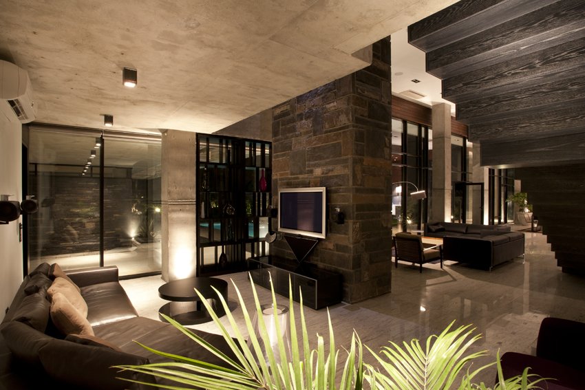 comfortable scheme for modern villa decoration tv area interior1