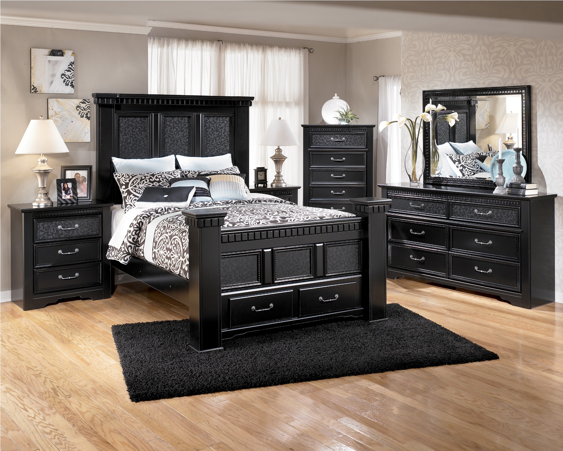 Organized Black Bedroom Furniture Decor