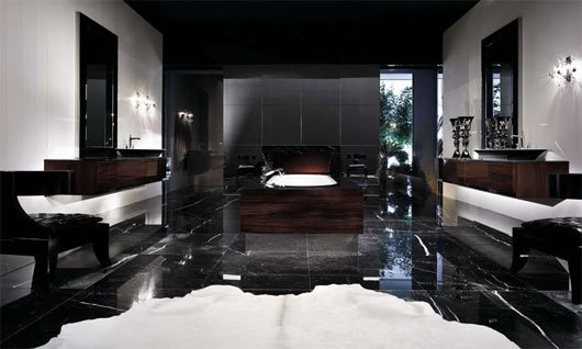 25 Modern Luxury Bathrooms Designs Massage system,spa jets,bathtub spout,handle shower black shower faucet: 25 modern luxury bathrooms designs