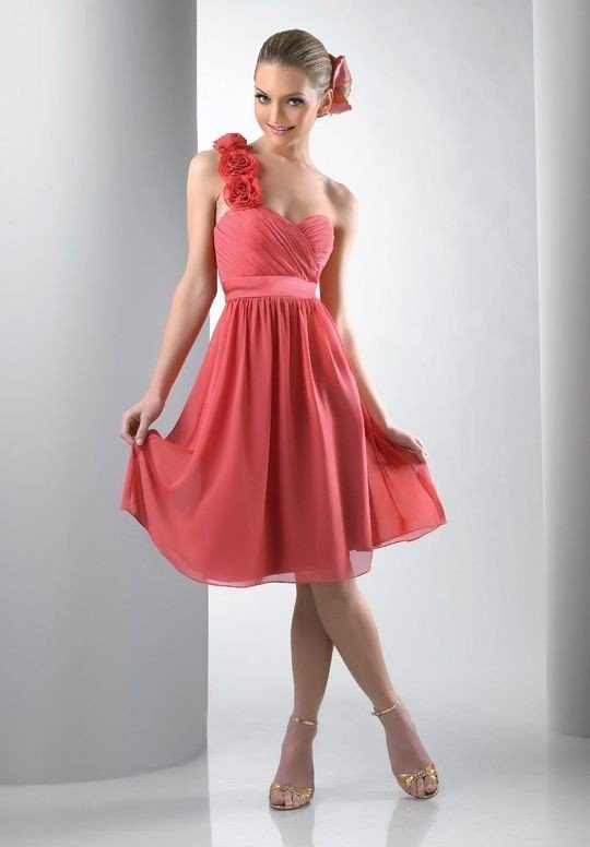 one shoulder bridesmaid dresses short