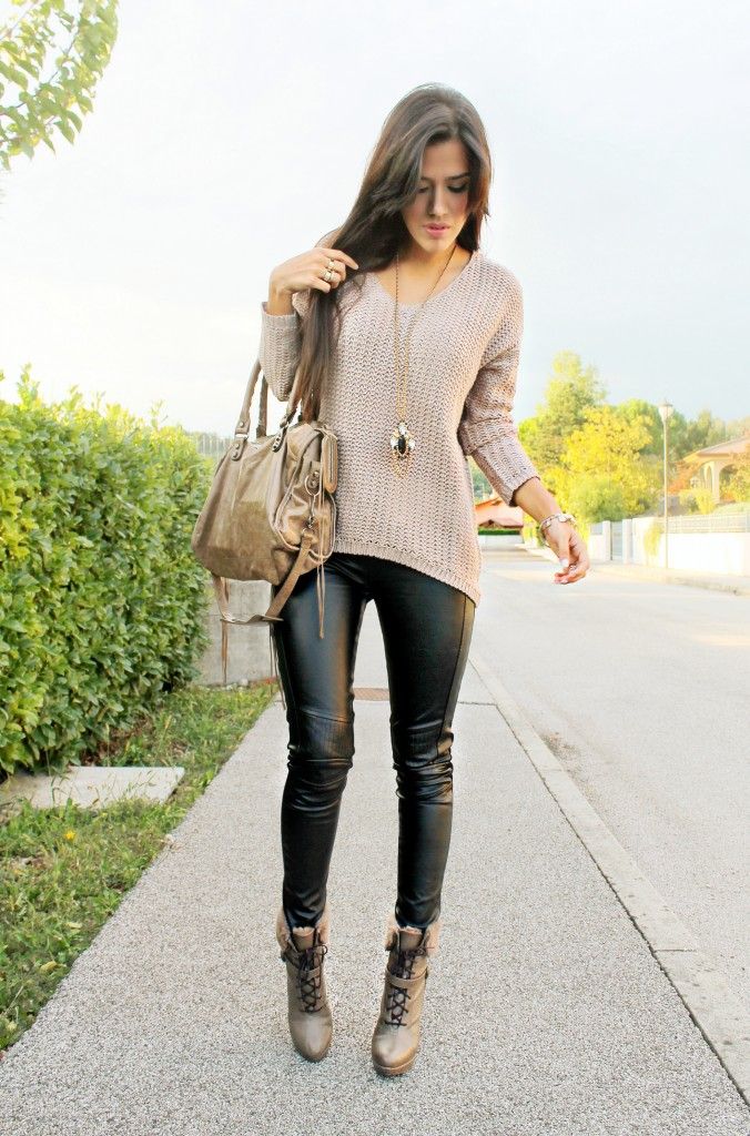 casual leather pants outfits
